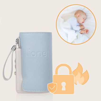 Lionelo - Laetav pudeli soojendaja THERMUP GO PLUS 10W/5V sinine/hall