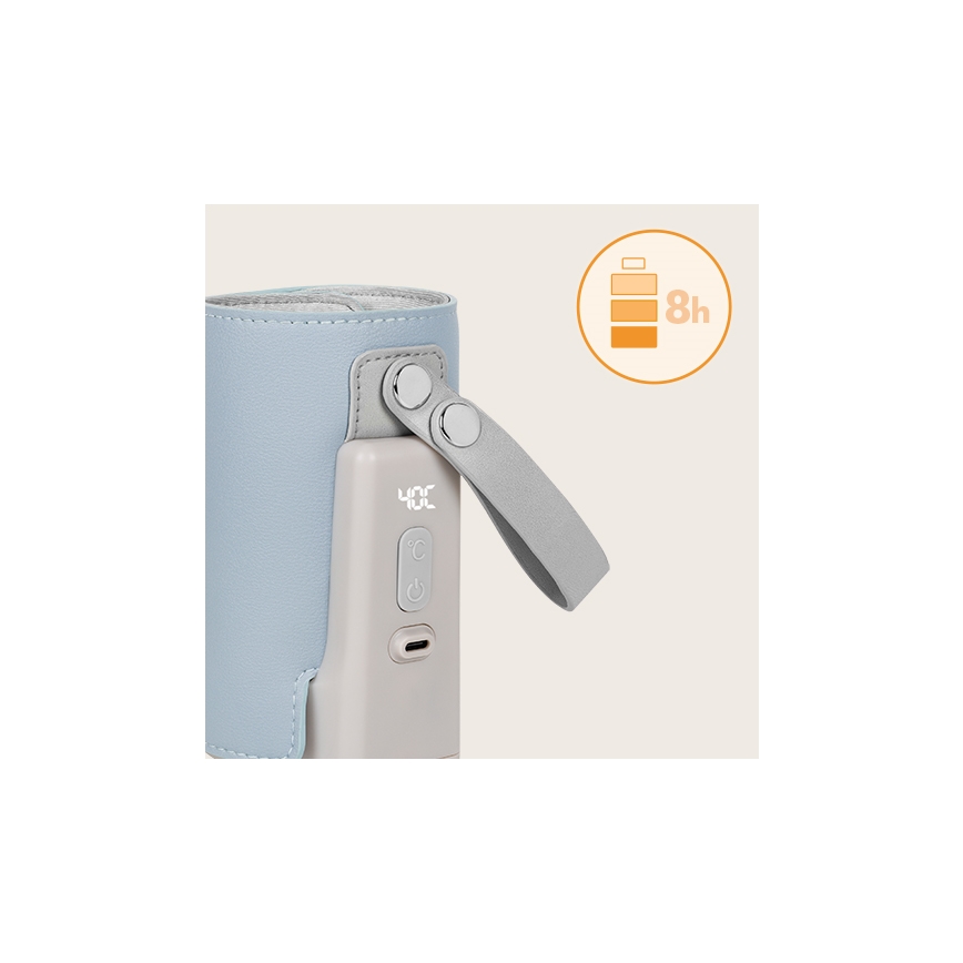 Lionelo - Laetav pudeli soojendaja THERMUP GO PLUS 10W/5V sinine/hall