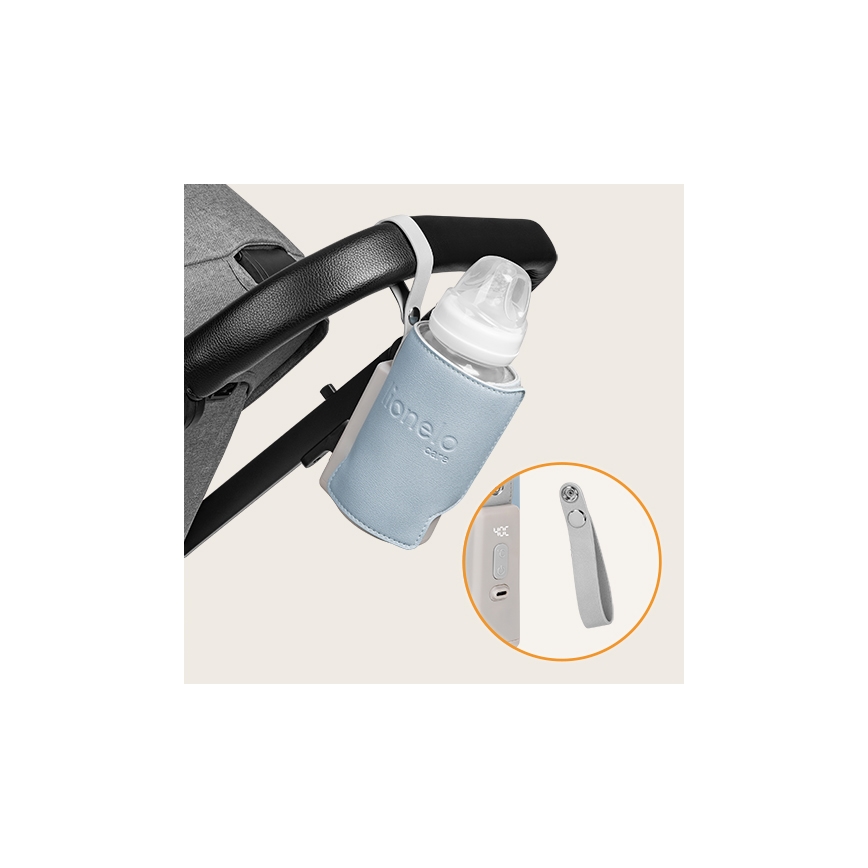 Lionelo - Laetav pudeli soojendaja THERMUP GO PLUS 10W/5V sinine/hall