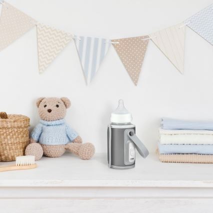 Lionelo - Laetav pudelisoojendaja THERMUP GO 18W/5V Hõbehall