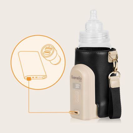Lionelo - Laetav pudelisoojendaja THERMUP GO EVO 18W/5V must/beež