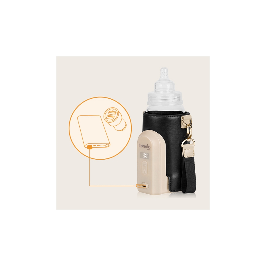 Lionelo - Laetav pudelisoojendaja THERMUP GO EVO 18W/5V must/beež