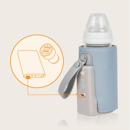 Lionelo - Laetav pudelisoojendaja THERMUP GO PLUS 10W/5V sinine/hall