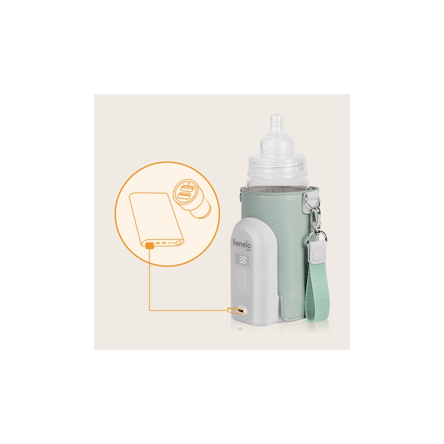 Lionelo - Laetav pudelisoojendi THERMUP GO EVO 18W/5V roheline/valge
