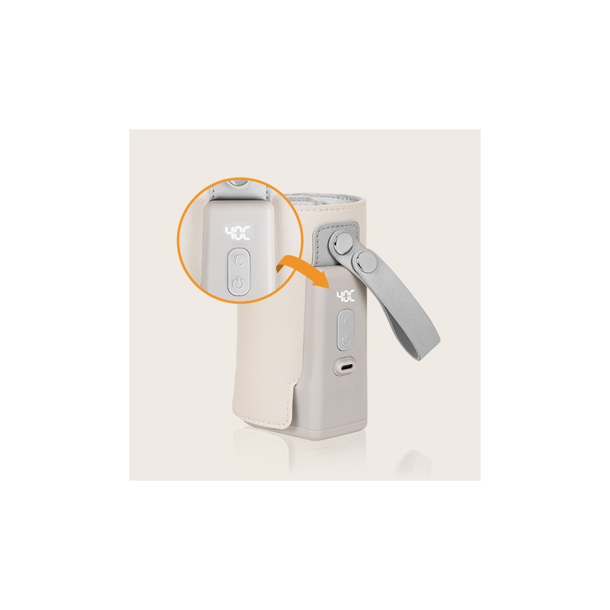 Lionelo - Laetav pudelisoojendi THERMUP GO PLUS 10W/5V, beež