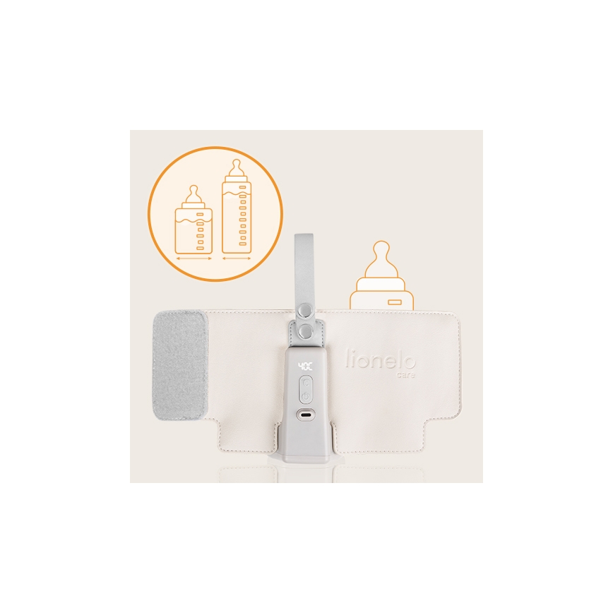 Lionelo - Laetav pudelisoojendi THERMUP GO PLUS 10W/5V, beež