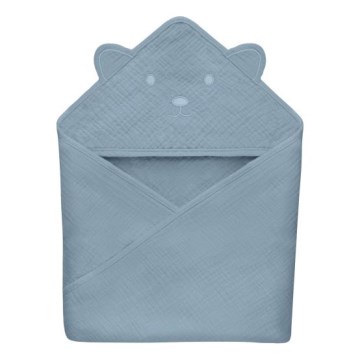 Lionelo - Laste kapuutsiga rätik MUSLIN HOODED TOWEL Grey Sky