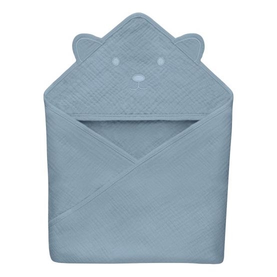 Lionelo - Laste kapuutsiga rätik MUSLIN HOODED TOWEL Grey Sky