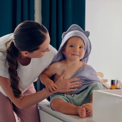 Lionelo - Laste kapuutsiga rätik MUSLIN HOODED TOWEL Grey Sky