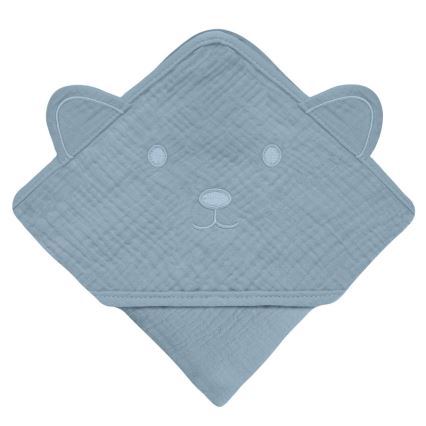 Lionelo - Laste kapuutsiga rätik MUSLIN HOODED TOWEL Grey Sky