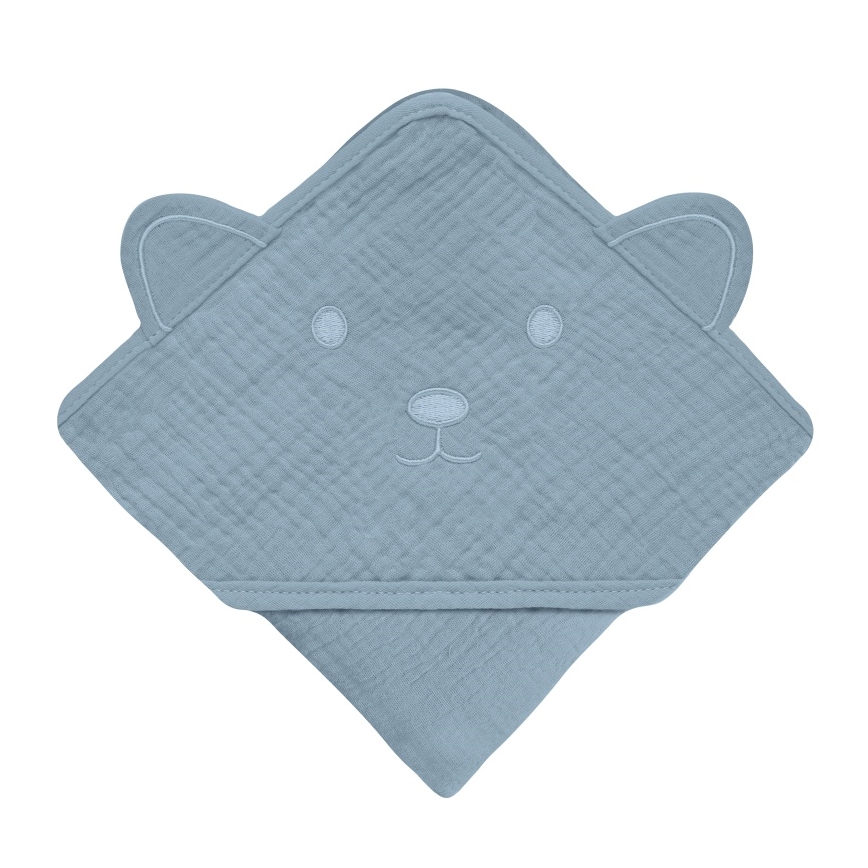 Lionelo - Laste kapuutsiga rätik MUSLIN HOODED TOWEL Grey Sky