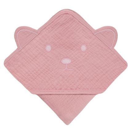 Lionelo - Laste kapuutsiga rätik MUSLIN HOODED TOWEL Pink Baby