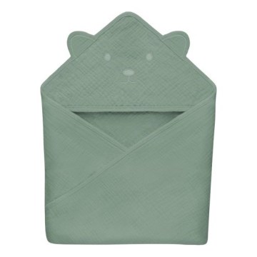 Lionelo - Laste kapuutsiga rätik MUSLIN HOODED TOWEL Roheline Mets