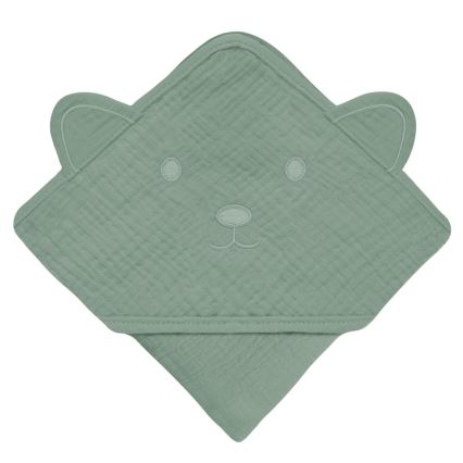 Lionelo - Laste kapuutsiga rätik MUSLIN HOODED TOWEL Roheline Mets
