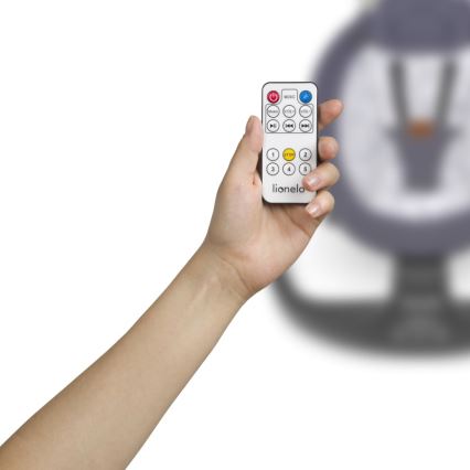 Lionelo - Laste kiigutool meloodiaga RALF 4xAA hall/valge + kaugjuhtimispult