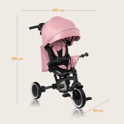 Lionelo - Laste kolmeratas TRIS PLUS Pink Rose