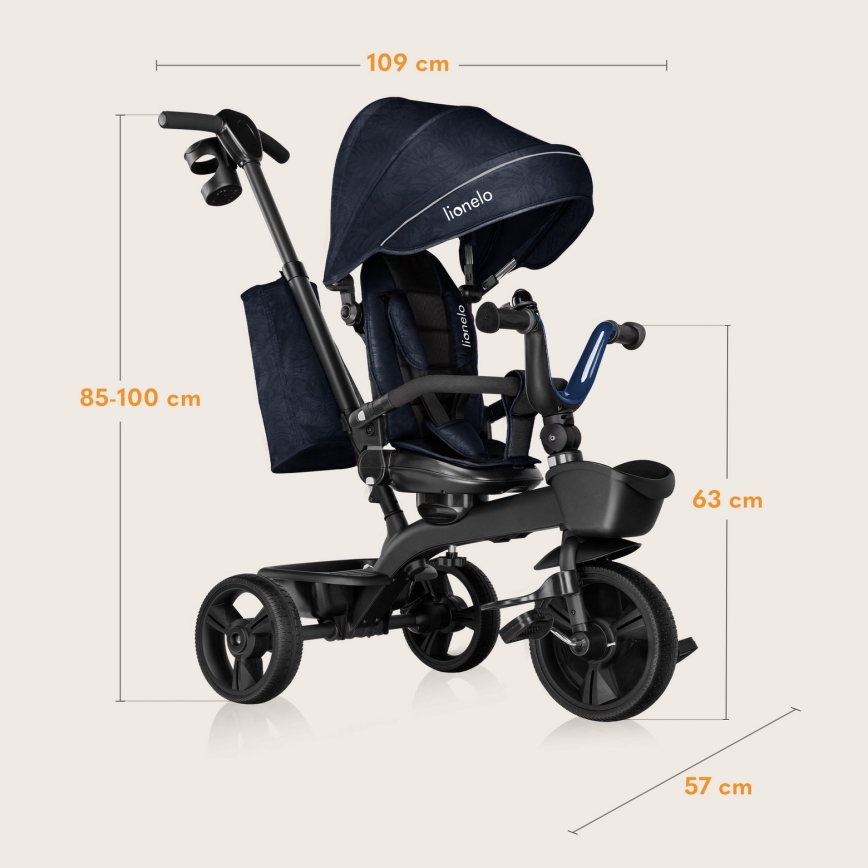 Lionelo - Laste kolmratasteline jalgratas KORI Blue Navy