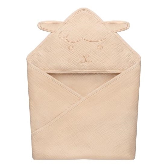 Lionelo - Laste rätik kapuutsiga MUSLIN HOODED TOWEL Beež Cappuccino