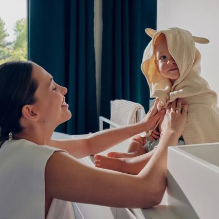 Lionelo - Laste rätik kapuutsiga MUSLIN HOODED TOWEL Beež Cappuccino