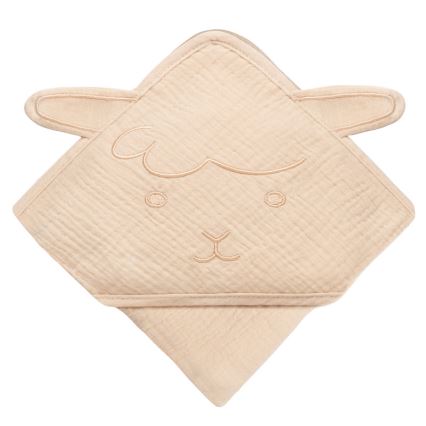 Lionelo - Laste rätik kapuutsiga MUSLIN HOODED TOWEL Beež Cappuccino