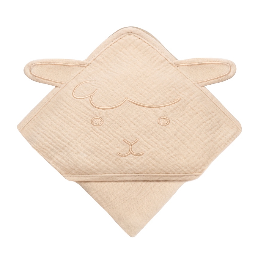 Lionelo - Laste rätik kapuutsiga MUSLIN HOODED TOWEL Beež Cappuccino