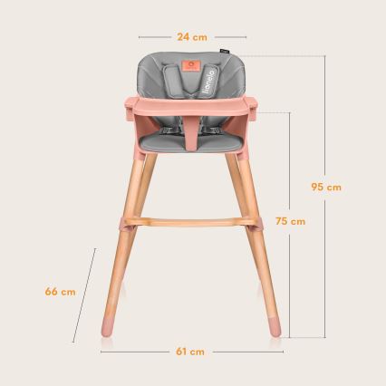 Lionelo - Laste toidutool 2 ühes KOEN Roosa Roos