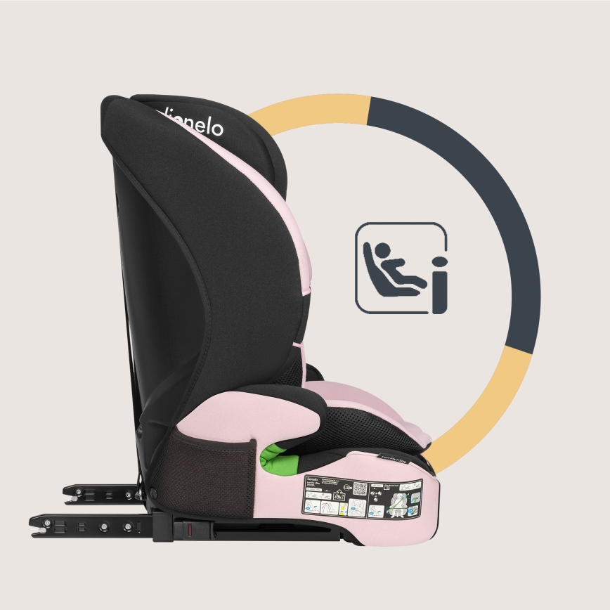 Lionelo - Laste turvatool LEVI FIX i-Size 76-150 cm beebiroosa