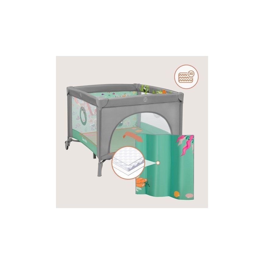 Lionelo - mängutara MILLE PLUS hall-roheline