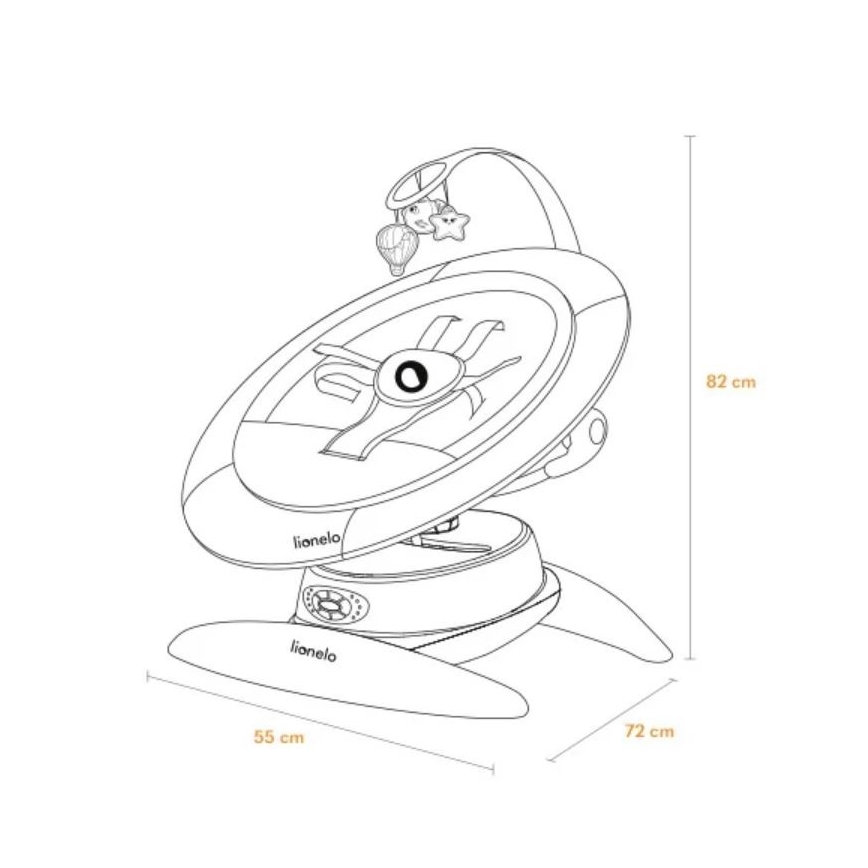 Lionelo - muusikaga beebikiik MELL Grey Stone 4xAA + kaugjuhtimispult