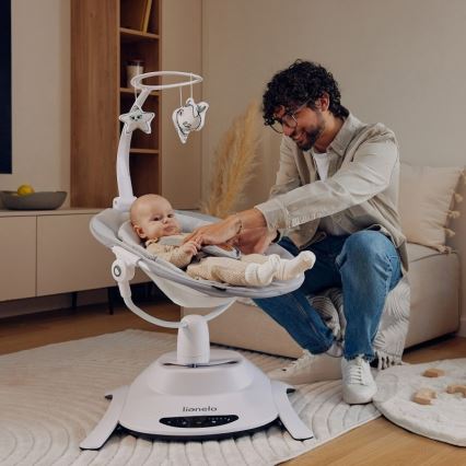 Lionelo - muusikaga lapse kiigutool BELLA Grey Concrete + kaugjuhtimispult