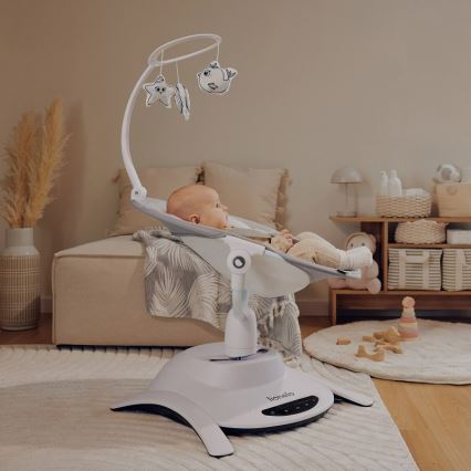 Lionelo - muusikaga lapse kiigutool BELLA Grey Concrete + kaugjuhtimispult