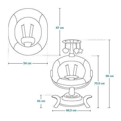 Lionelo - muusikaga lapse kiigutool BELLA Grey Concrete + kaugjuhtimispult