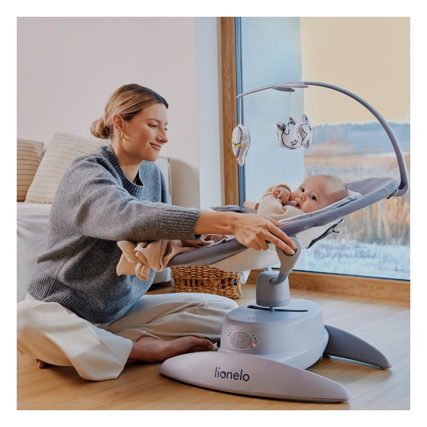 Lionelo - Muusikaga lapsekiik MELL Beige Sand 4xAA + kaugjuhtimispult