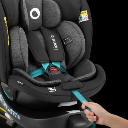 Lionelo - NAVY i-Size pööratav laste turvatool alusega 40-150 cm must/türkiissinine