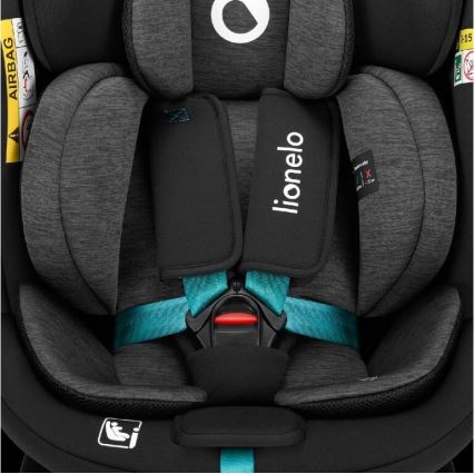 Lionelo - NAVY i-Size pööratav laste turvatool alusega 40-150 cm must/türkiissinine