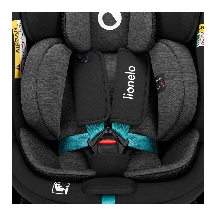 Lionelo - NAVY i-Size pööratav laste turvatool alusega 40-150 cm must/türkiissinine