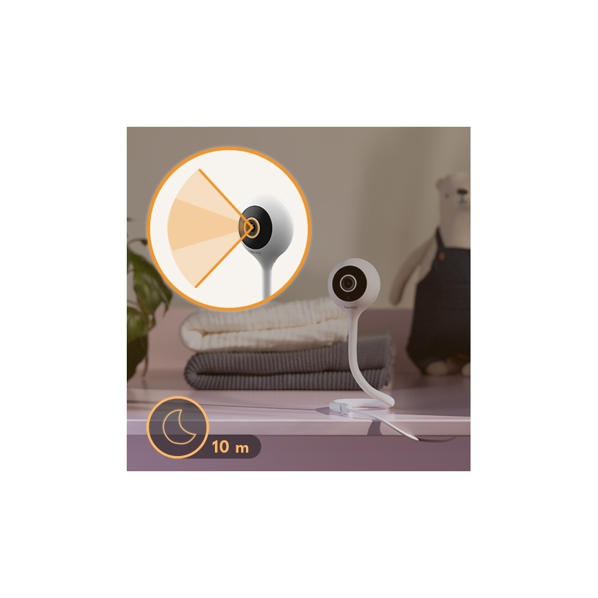Lionelo - Nutikas beebimonitor BABYLINE SMART Wi-Fi valge