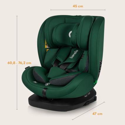 Lionelo - pööratav alusega laste turvatool BASTIAAN i-Size 40-150 cm Roheline Mets