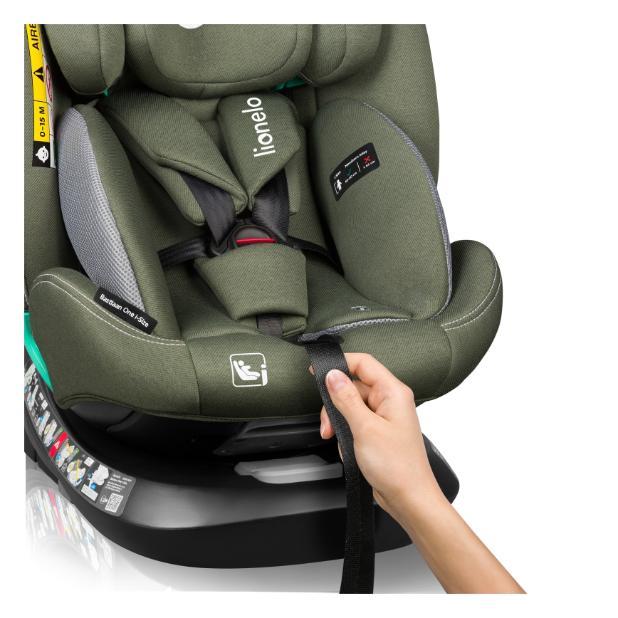 Lionelo - Pööratav auto turvatool alusega BASTIAAN ONE i-Size 40-150 cm oliiviroheline