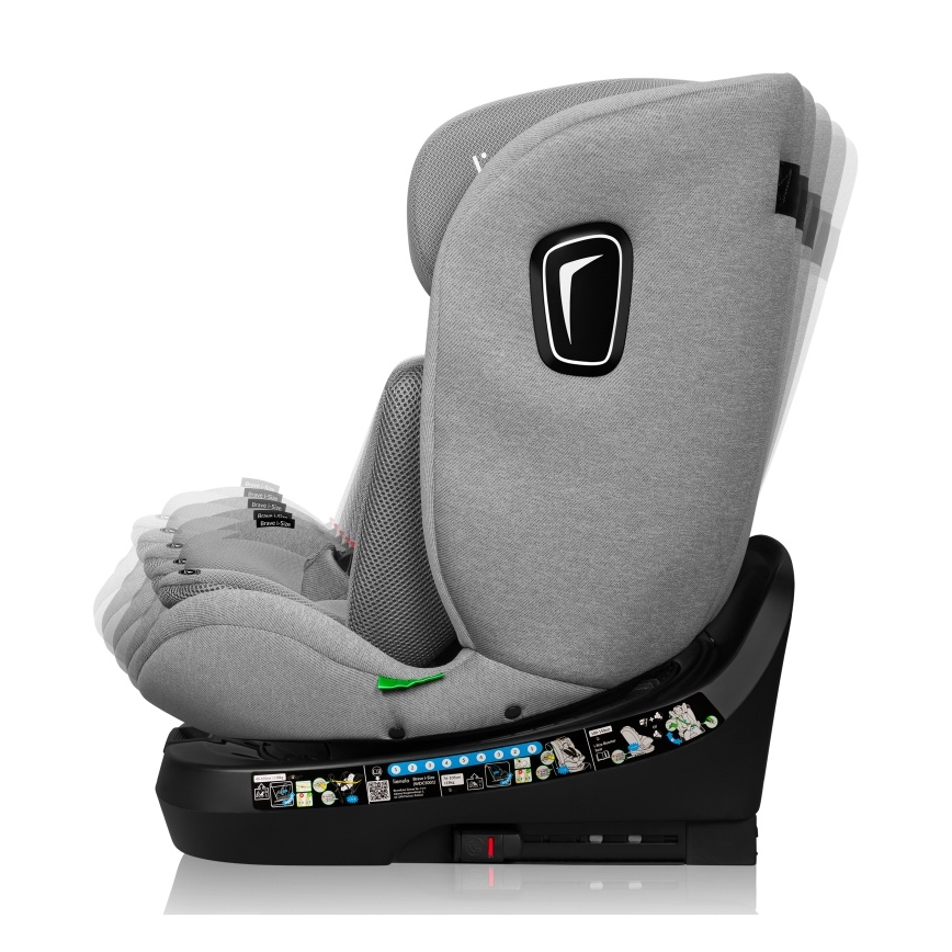 Lionelo - Pööratav autoturvatool alusega BRAVE i-Size 40-150 cm, kivihall