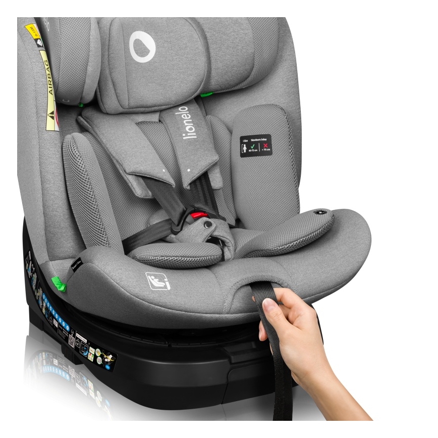 Lionelo - Pööratav autoturvatool alusega BRAVE i-Size 40-150 cm, kivihall