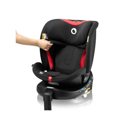 Lionelo - pööratav lapse turvatool alusega NAVY i-Size 40-150 cm must/punane