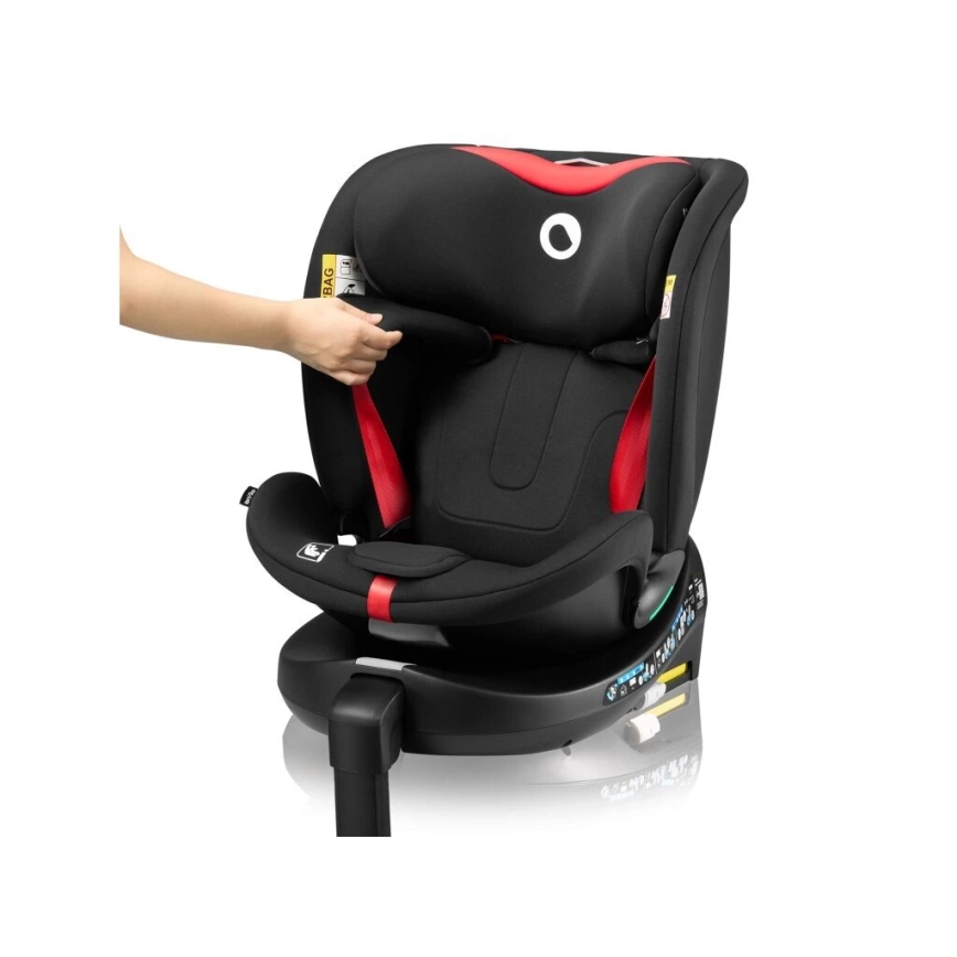 Lionelo - pööratav lapse turvatool alusega NAVY i-Size 40-150 cm must/punane