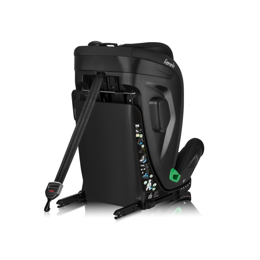 Lionelo - pööratav laste turvatool alusega HARPER i-Size 76-150 cm Black Carbon
