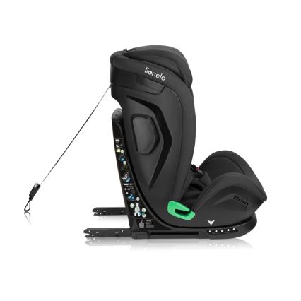 Lionelo - pööratav laste turvatool alusega HARPER i-Size 76-150 cm Black Carbon