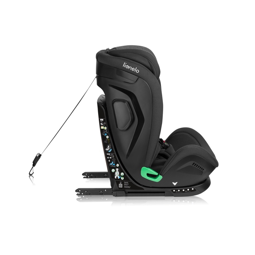 Lionelo - pööratav laste turvatool alusega HARPER i-Size 76-150 cm Black Carbon