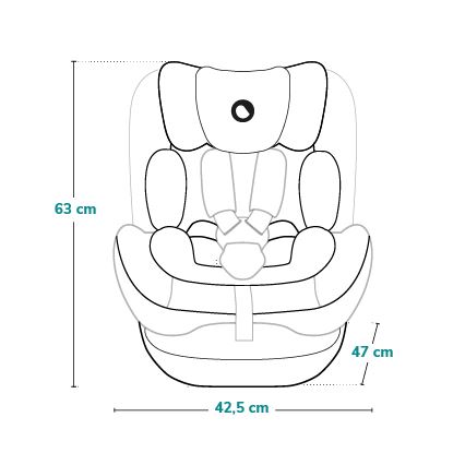 Lionelo - pööratav laste turvatool alusega HARPER i-Size 76-150 cm Black Carbon