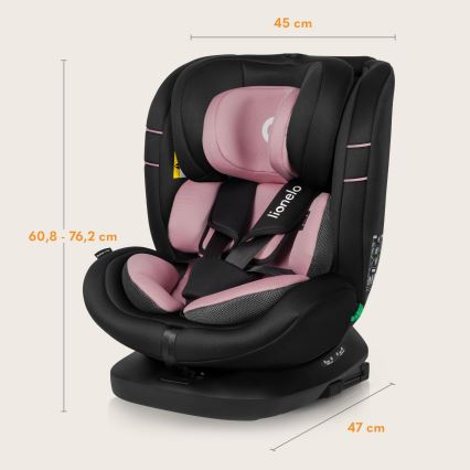 Lionelo - Pööratav laste turvatool BASTIAAN i-Size 40-150 cm koos alusega Roosa