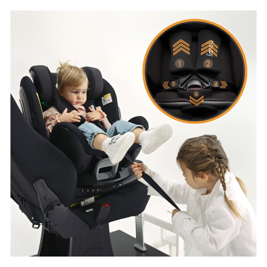 Lionelo - pööratav lapse turvatool alusega ANTOON PLUS i-Size 40-105 cm Must Onüks