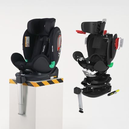 Lionelo - pööratav lapse turvatool alusega ANTOON PLUS i-Size 40-105 cm Must Onüks